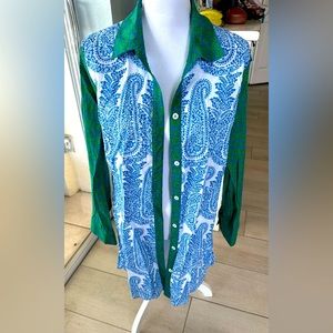 Tommy Bahama Green and Blue Paisley Button Down Shirt